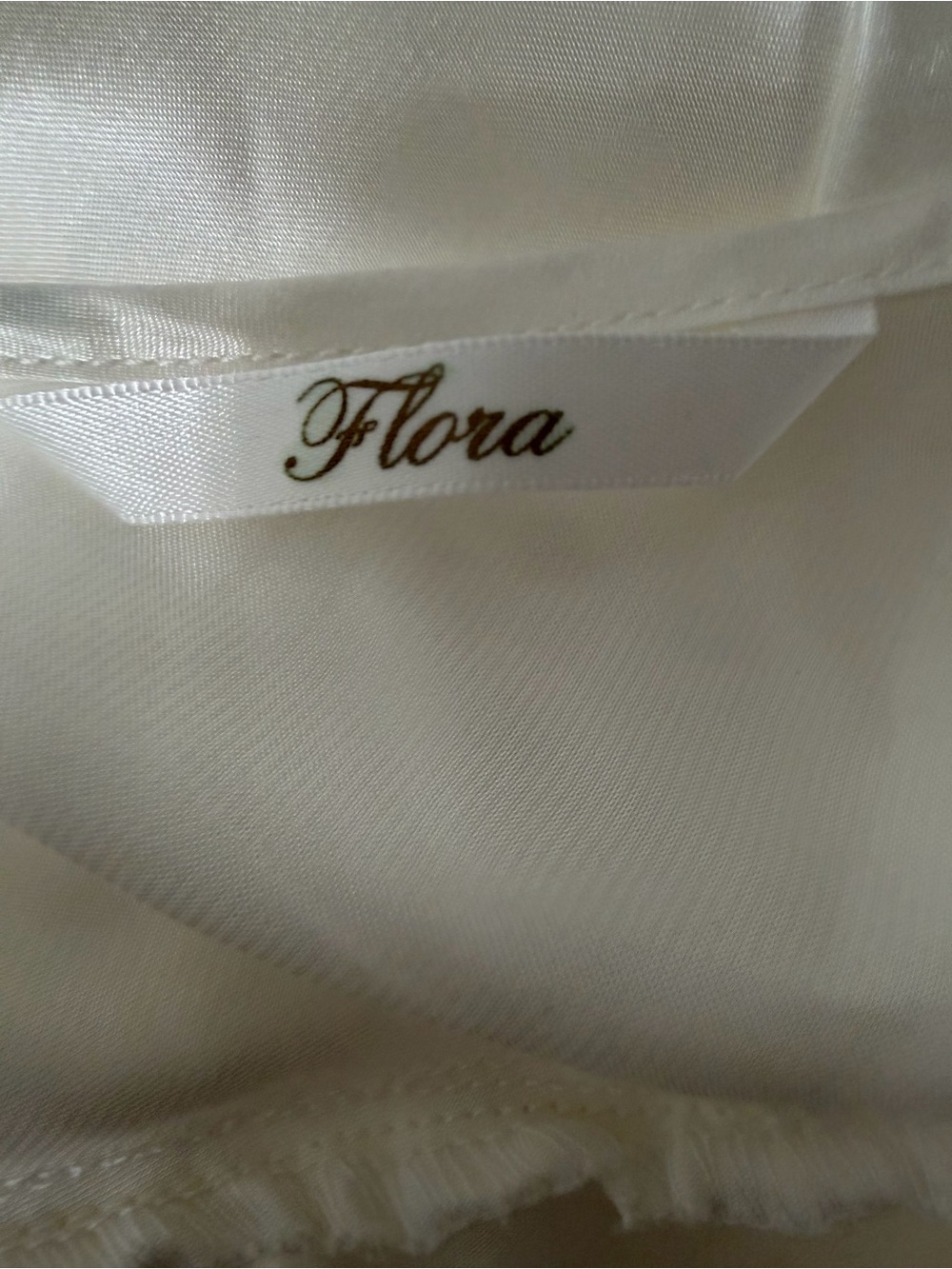 Flora Ivory Satin Nightgown with Floral Appliqué Tie Waist Maxi Size Small - Picture 8 of 11